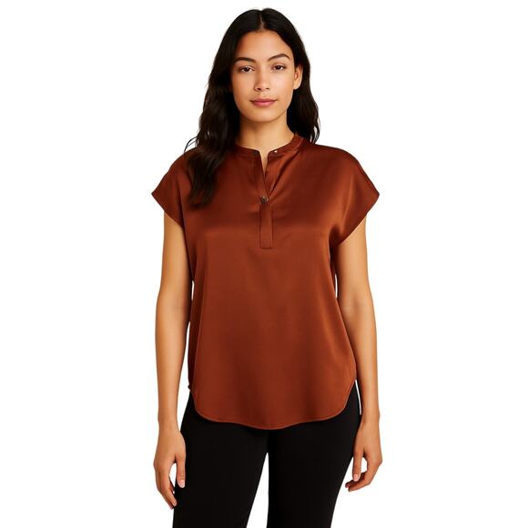 Amour Vert Recycled Satin Blouse – Size Small (Copper Brown) - Picture 1 of 7